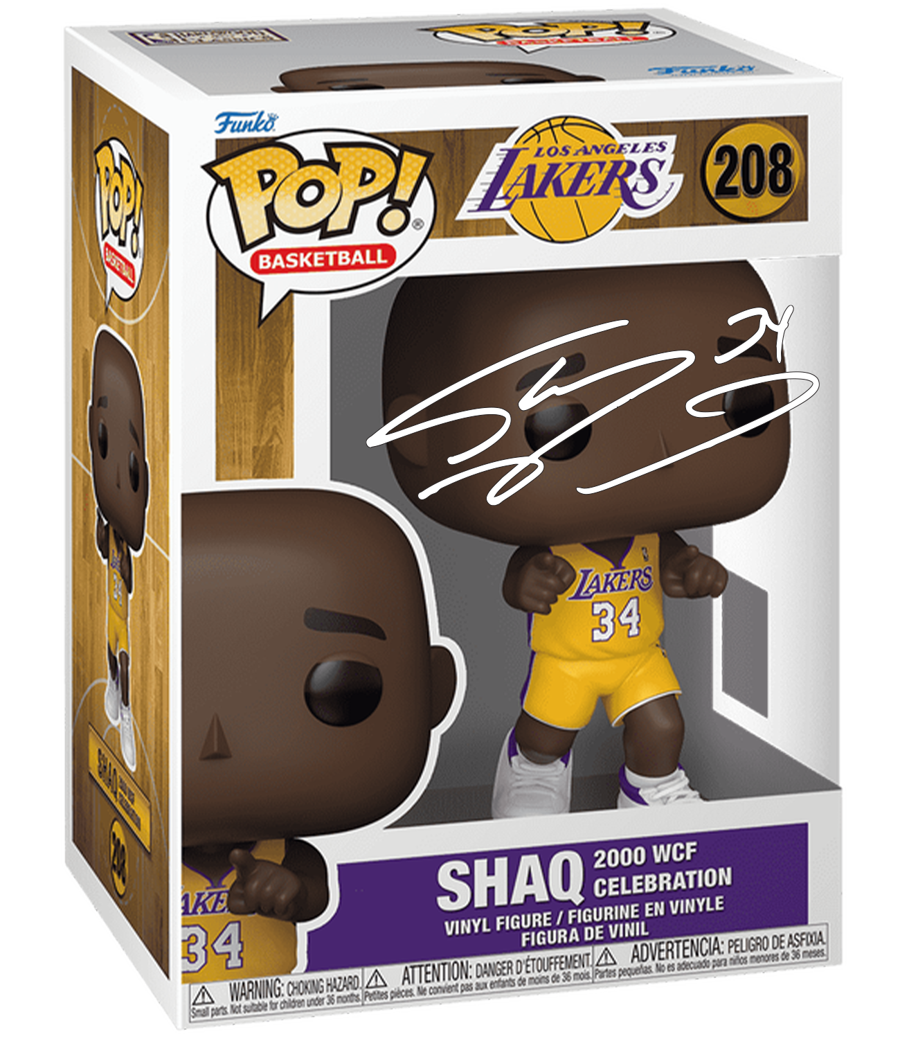 Shaquille O'Neal Shaq #208 2000 WCF Celebration Facsimile Signed Reprint Laser Autographed Funko POP! Basketball NBA: Los Angeles Lakers Figurine with Protector Case