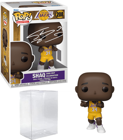 Shaquille O'Neal Shaq #208 2000 WCF Celebration Facsimile Signed Reprint Laser Autographed Funko POP! Basketball NBA: Los Angeles Lakers Figurine with Protector Case