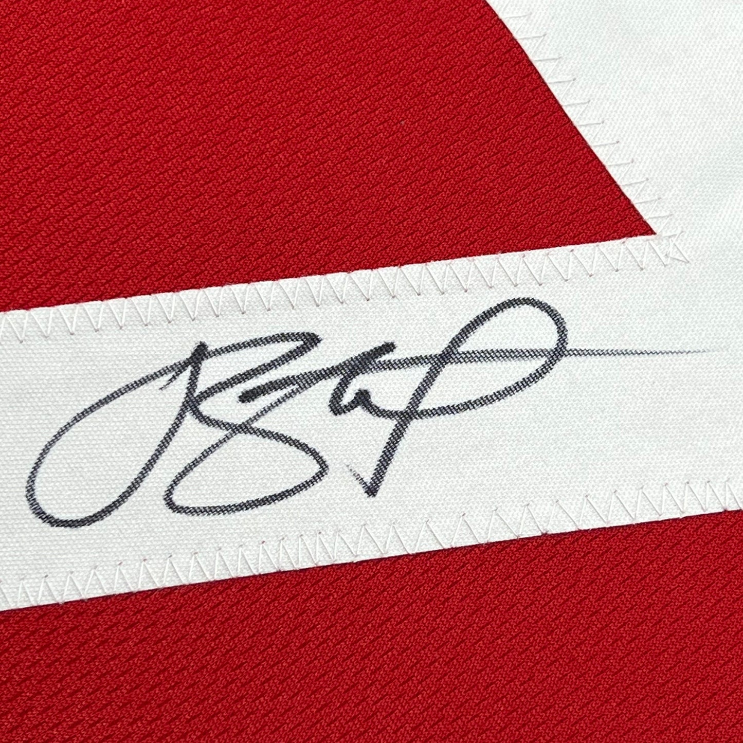 Framed Autographed/Signed Joe Staley 35x39 San Francisco Red Football Jersey Beckett BAS COA