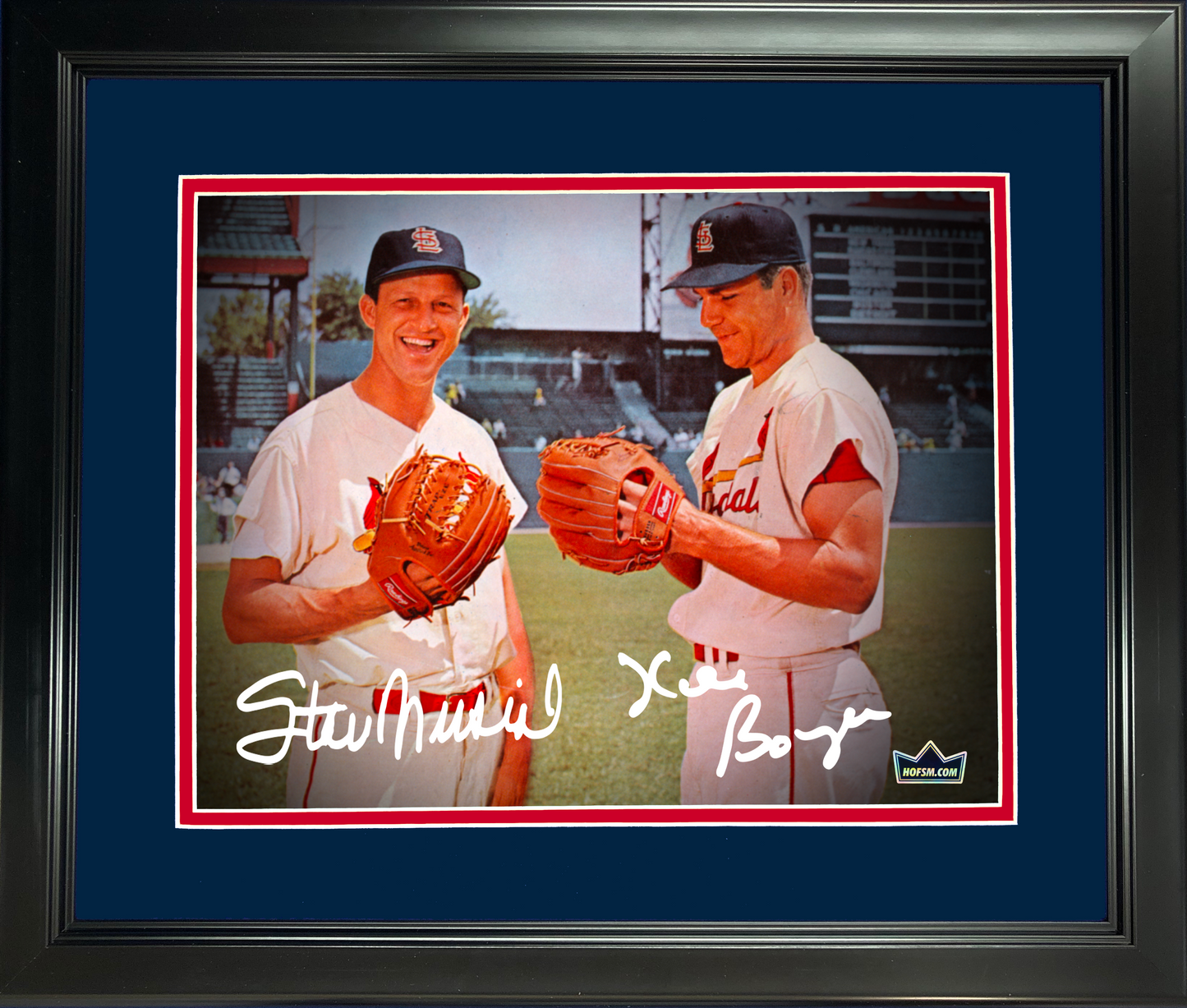 Framed Stan Musial Ken Boyer St. Louis Cardinals Dual Facsimile Laser Engraved Signature Auto 11"x14"Baseball Photo HOFSM Holo