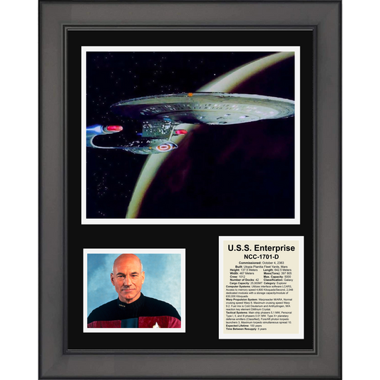 Framed Star Trek Next Generation U.S.S Enterprise TV Series 11"x14"Three Photo Collage