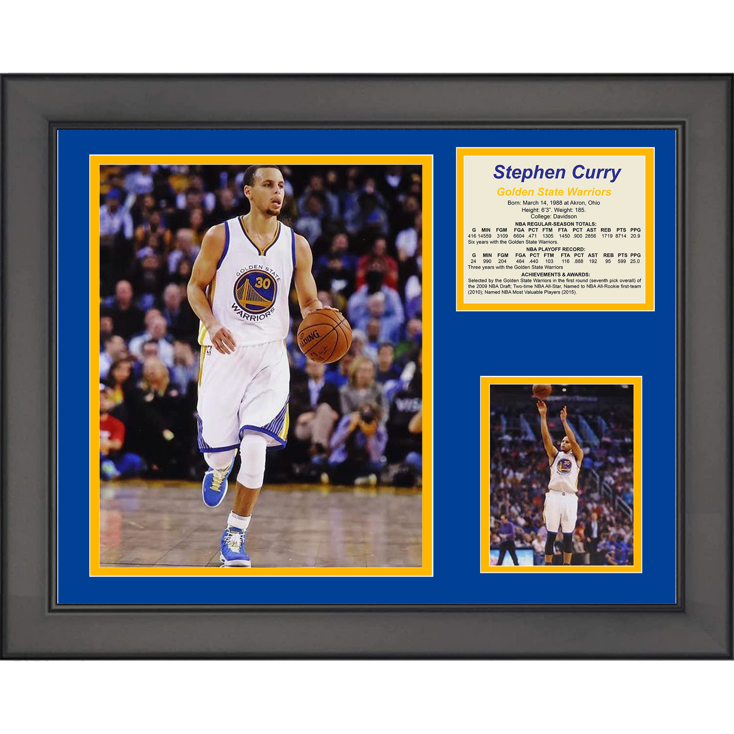 Framed Stephen Curry Golden State Warriors Basketball 11"x14"Three Photo Collage