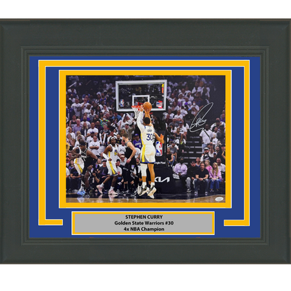 Framed Autographed/Signed Stephen Steph Curry Golden State Warriors 16x20 Basketball Photo JSA COA