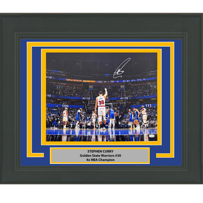 Framed Autographed/Signed Stephen Steph Curry Golden State Warriors 16x20 Basketball Photo JSA COA
