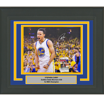 Framed Autographed/Signed Stephen Steph Curry Golden State Warriors 16x20 Basketball Photo JSA COA