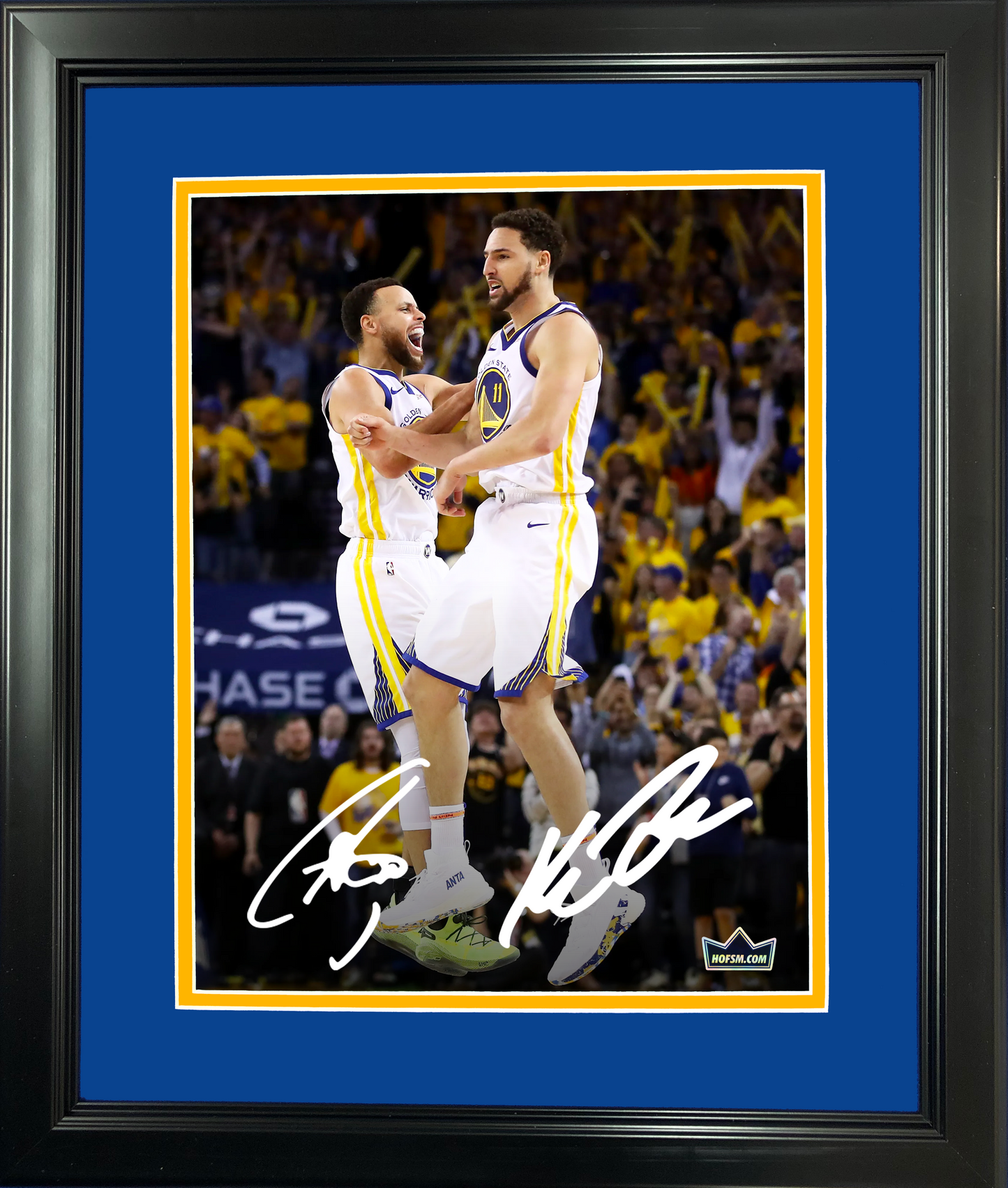 Framed Stephen Curry & Klay Thompson Dual Facsimile Laser Engraved Signature Auto 11"x14"Basketball Photo HOFSM Holo