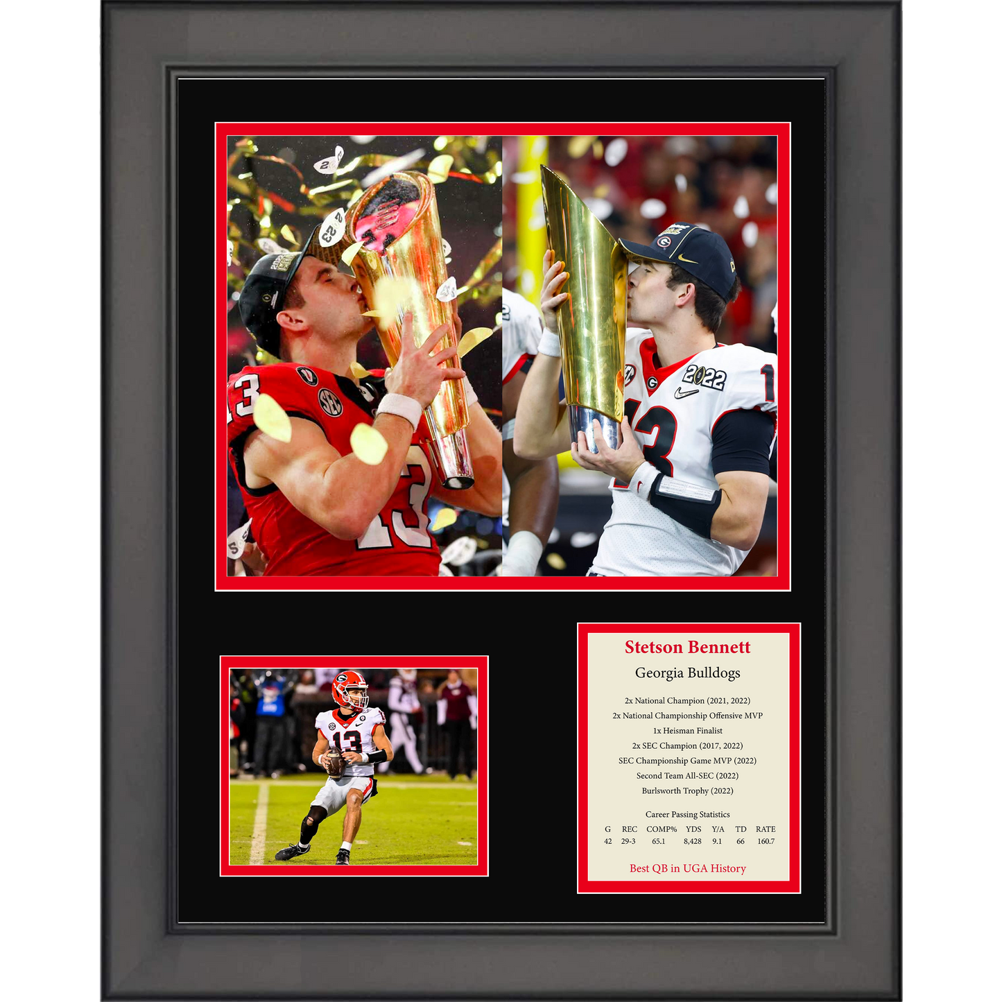 Framed Stetson Bennett 2x National Champion Career Highlight Georgia Bulldogs College Football 11"x14"Three Photo Collage