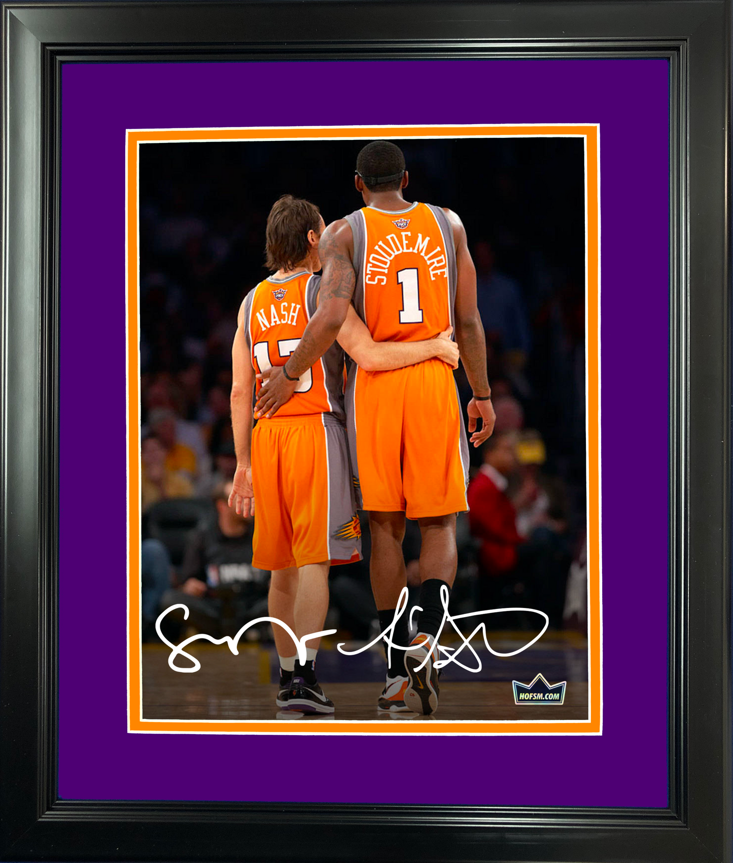 Framed Steve Nash & Amare Stoudemire Dual Facsimile Laser Engraved Signature Auto 11"x14"Basketball Photo HOFSM Holo