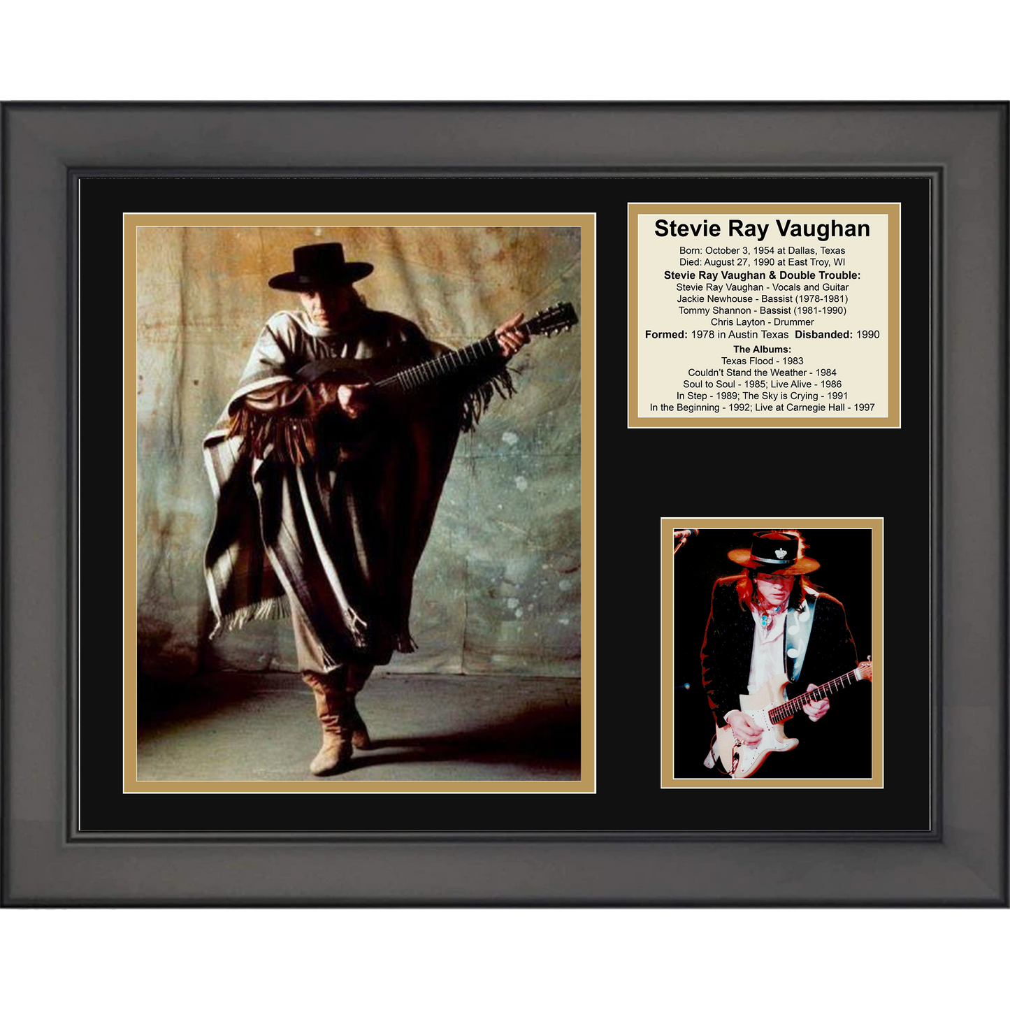 Framed Stevie Ray Vaughan Albums 11"x14" Music Three Photo Collage