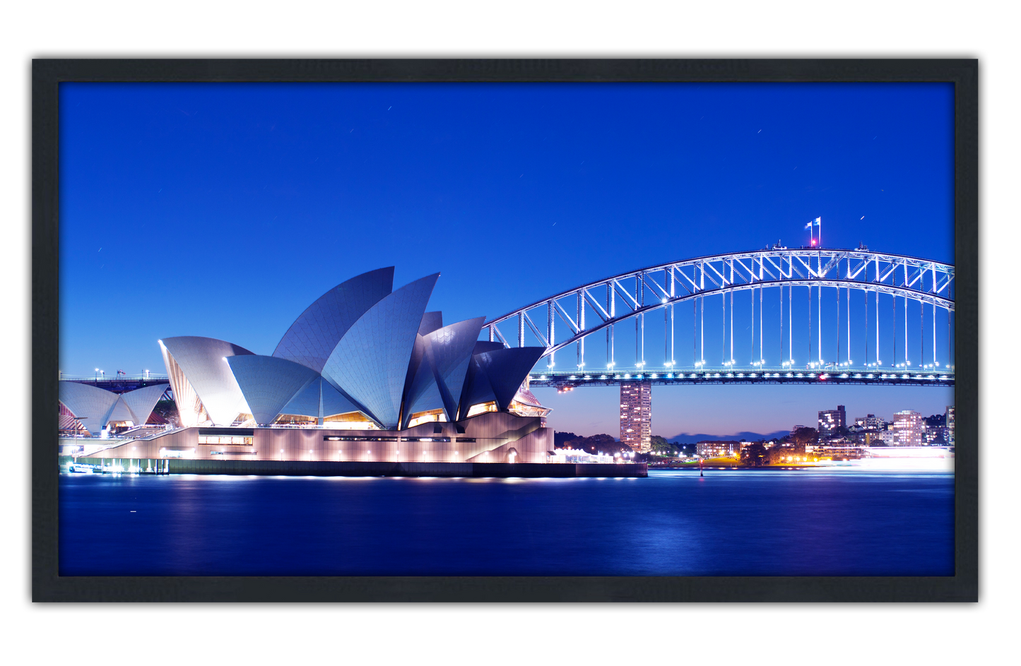 Professionally Framed Sydney Opera House Australia Skyline High-Resolution Panoramic Photo 12x22 Wall Art