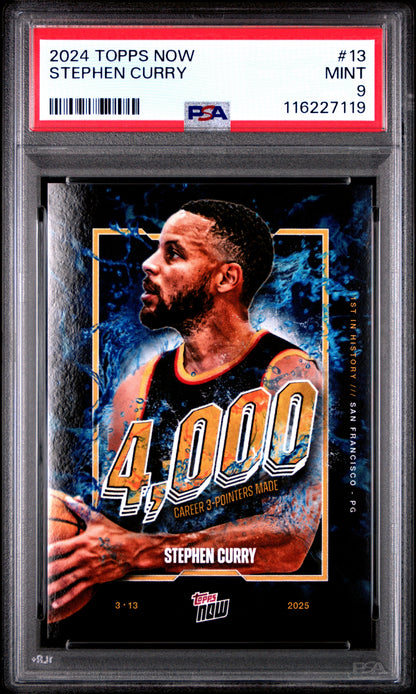 Graded 2024 Topps Now Steph Curry #13 Basketball Card PSA 9 Mint