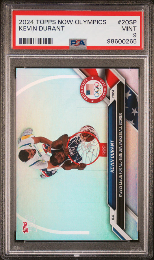 Graded 2024 Topps Now Olympics Kevin Durant #20SP Basketball Card PSA 9 Mint