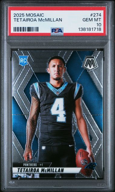 Graded 2025 Panini Mosaic Tetairoa McMillan #274 Variation Rookie RC Football Card PSA 10 Gem Mint