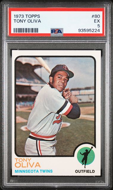 Graded 1973 Topps Tony Oliva #80 Baseball Card PSA 5 Excellent