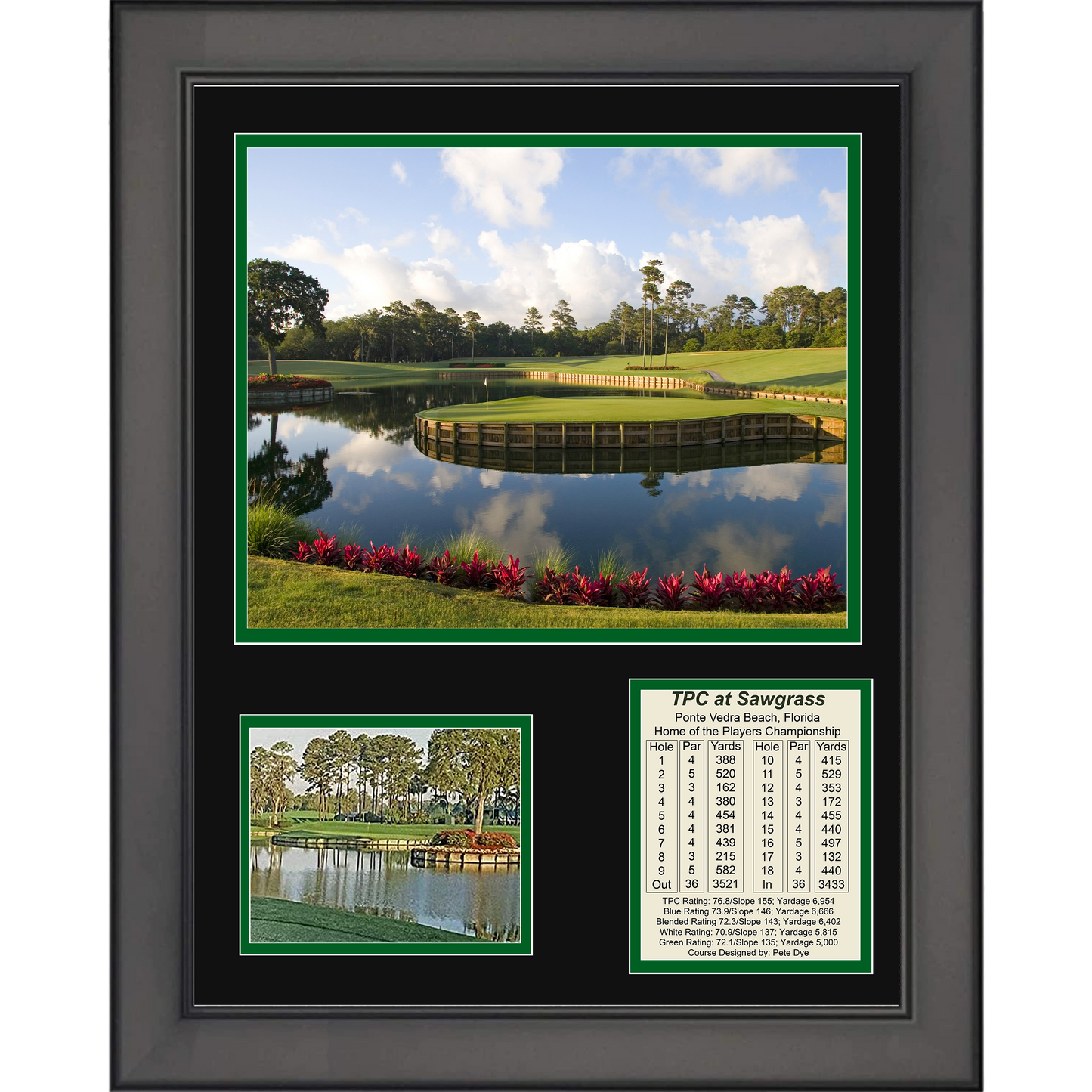 Framed TPC at Sawgrass Ponte Verda Beach Course LIV PGA Golf 11"x14" Three Photo Collage