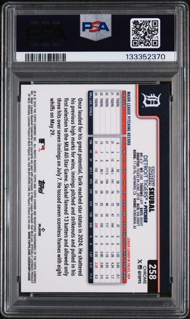 Graded 2025 Topps Chrome Tarik Skubal #258 /99 Green Raywave Baseball Card PSA 10 Gem Mint