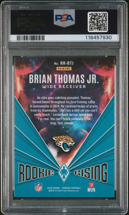 Graded 2024 Panini Phoenix Brian Thomas Jr #RRBTJ Rookie Rising Rookie RC Football Card PSA 10 Gem Mint