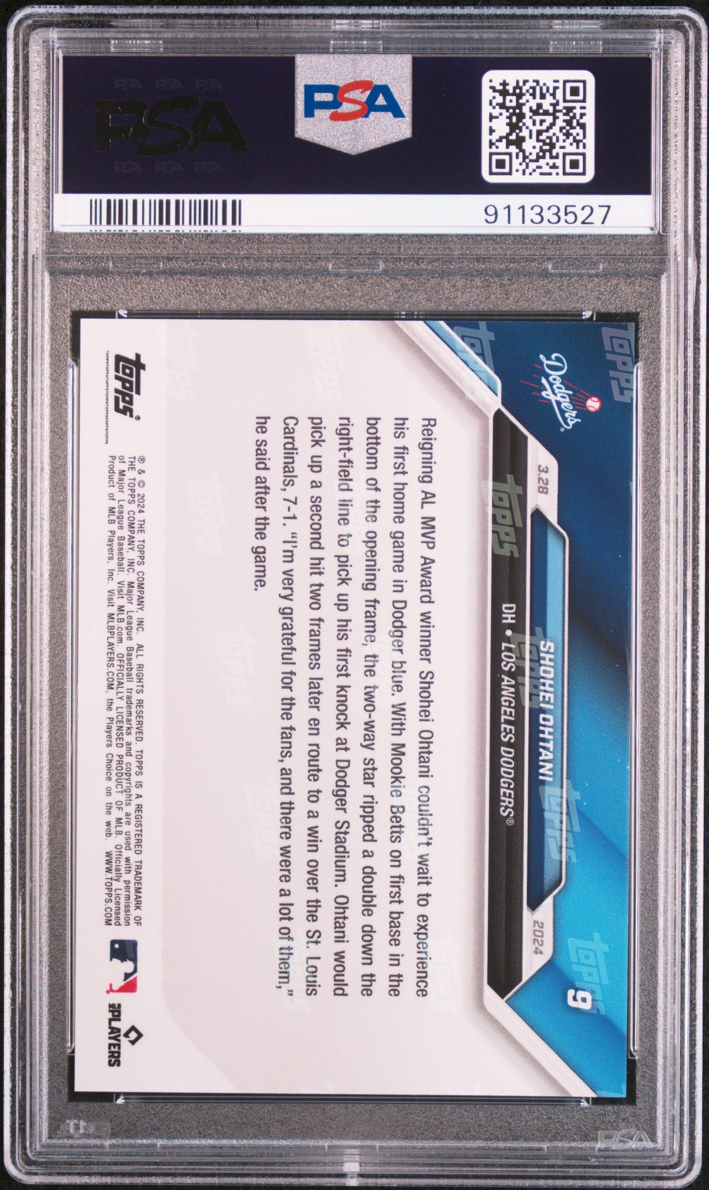 Graded 2024 Topps Now Shohei Ohtani #9 Baseball Card PSA 10 Gem Mint