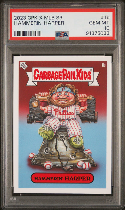 Graded 2023 Topps Garbage Pail Kids Bryce Harper #1B Hammerin Harper Baseball Card PSA 10 Gem Mint