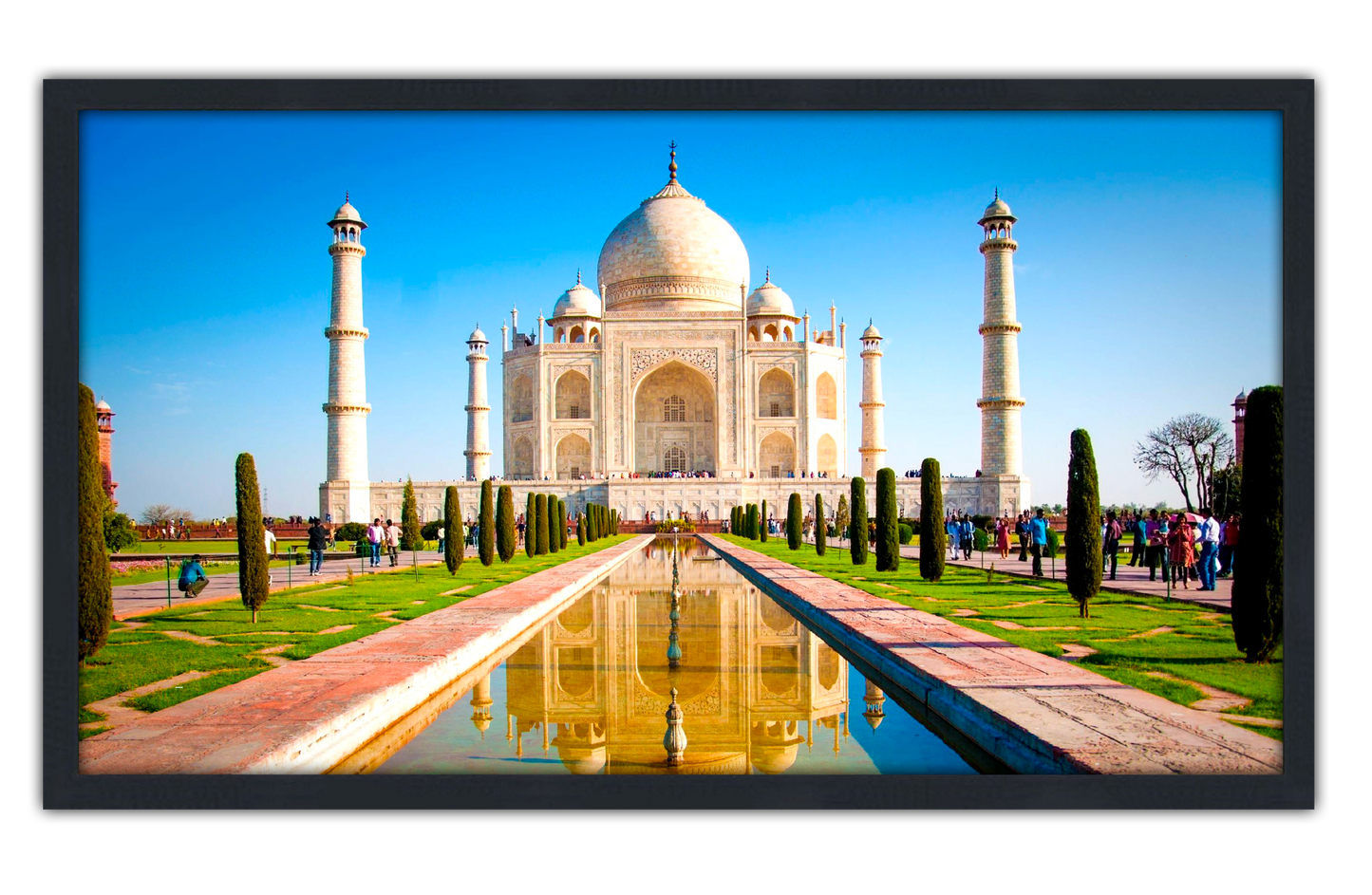 Professionally Framed Taj Mahal India Skyline High-Resolution Panoramic Photo 12x22 Wall Art