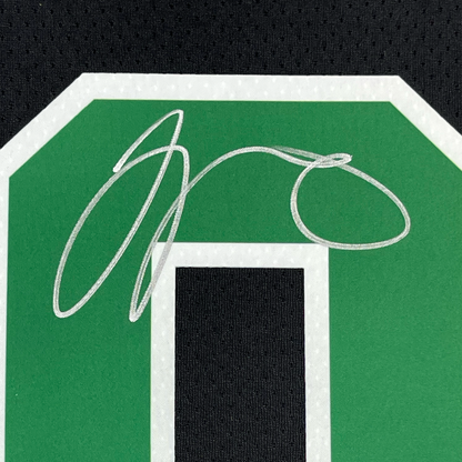 Framed Autographed/Signed Jayson Tatum 35x39 Boston Celtics Black Authentic Swingman Basketball Jersey Fanatics COA