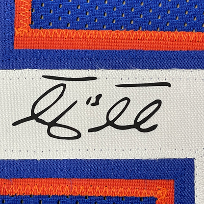 Framed Facsimile Autographed Tim Tebow 35x39 Florida Blue Reprint Laser Auto College Football Jersey Size Men's XL