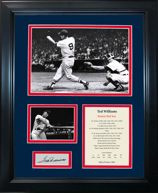 Framed Ted Williams Hall of Fame Facsimile Laser Engraved Signature Auto Boston Red Sox 11"x14" Baseball Photo Sig Collage