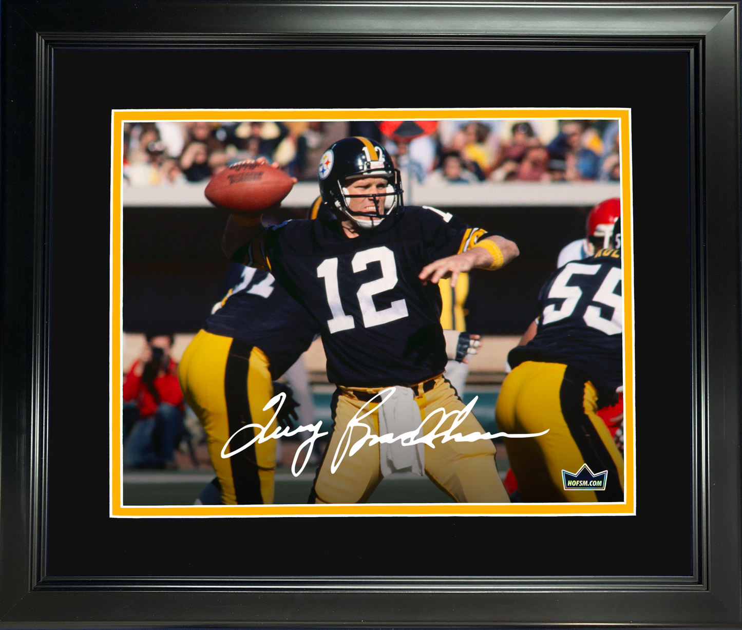 Framed Terry Bradshaw Facsimile Laser Engraved Signature Auto Pittsburgh Steelers 11"x14" Football Photo HOFSM Holo