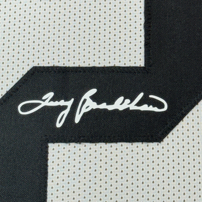 Framed Facsimile Autographed Terry Bradshaw 35x39 Pittsburgh White Reprint Laser Auto Football Jersey
