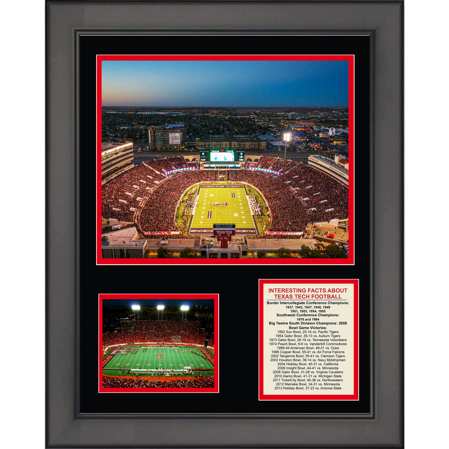 Framed Texas Tech Red Raiders Team History & Championships 11"x14" College Football Three Photo Collage