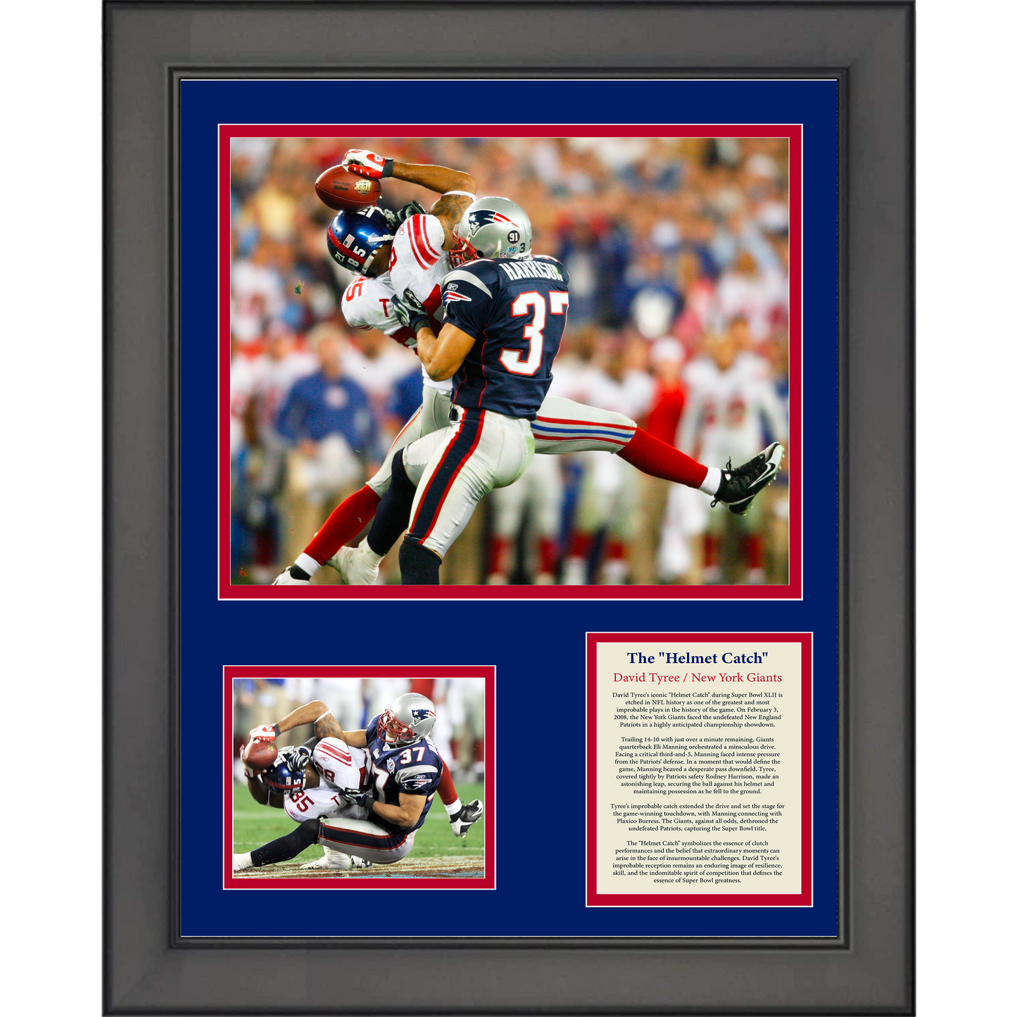Framed David Tyree Helmet Catch Super Bowl XLII New York Giants 11"x14" Three Photo Collage