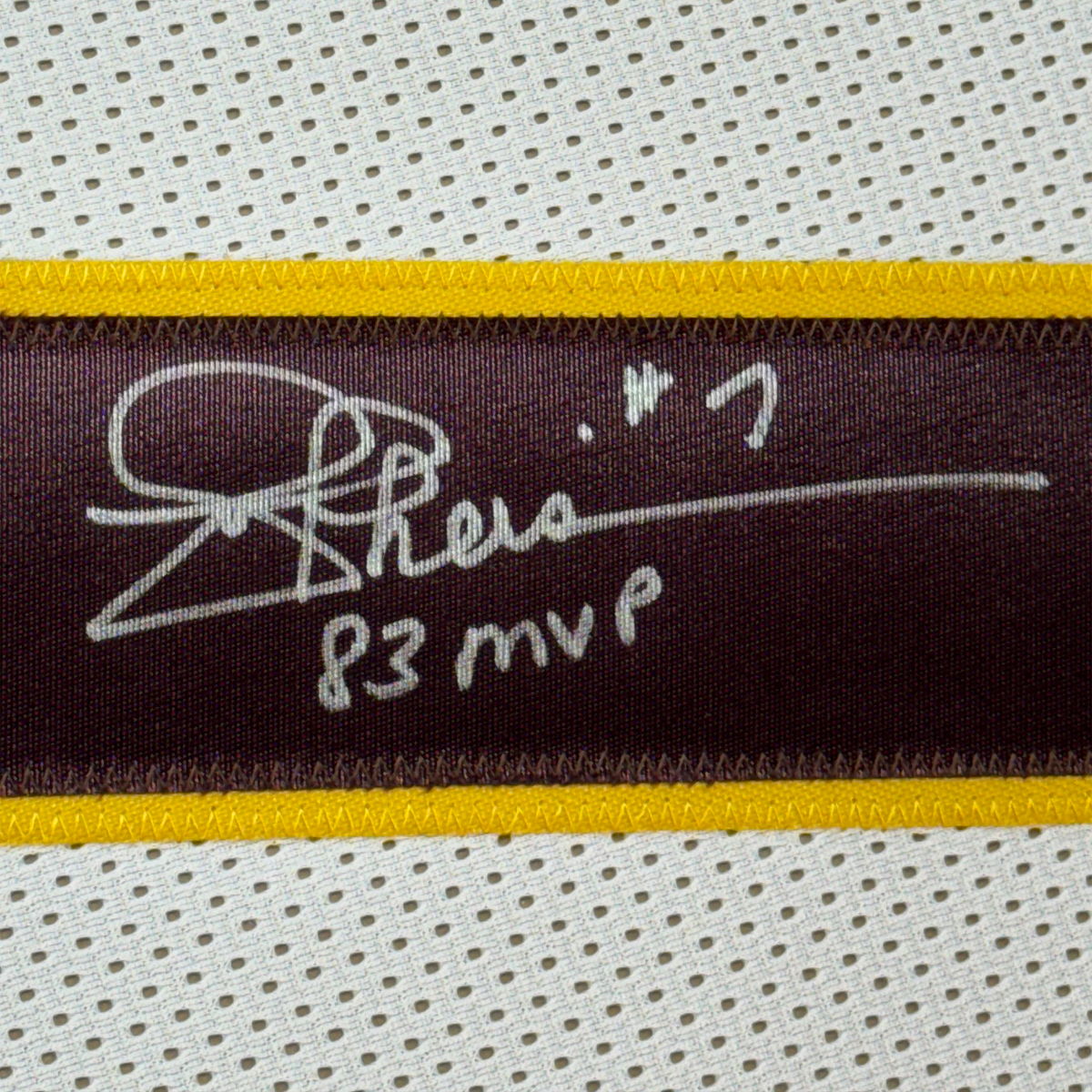 Framed Autographed/Signed Joe Theismann 35x39 83 MVP Washington White Football Jersey Beckett BAS COA