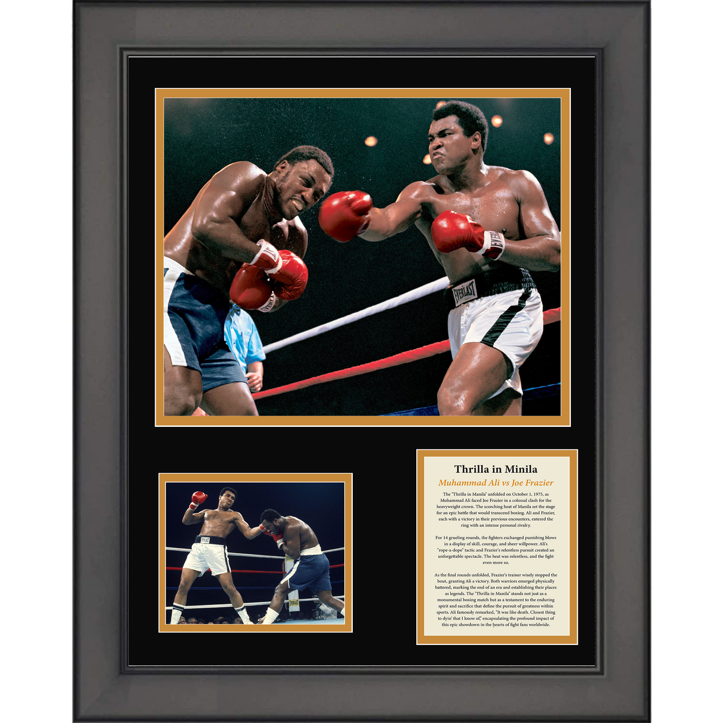 Framed Thrilla In Minila Muhammad Ali vs Joe Frazier Boxing 11"x14" Three Photo Collage