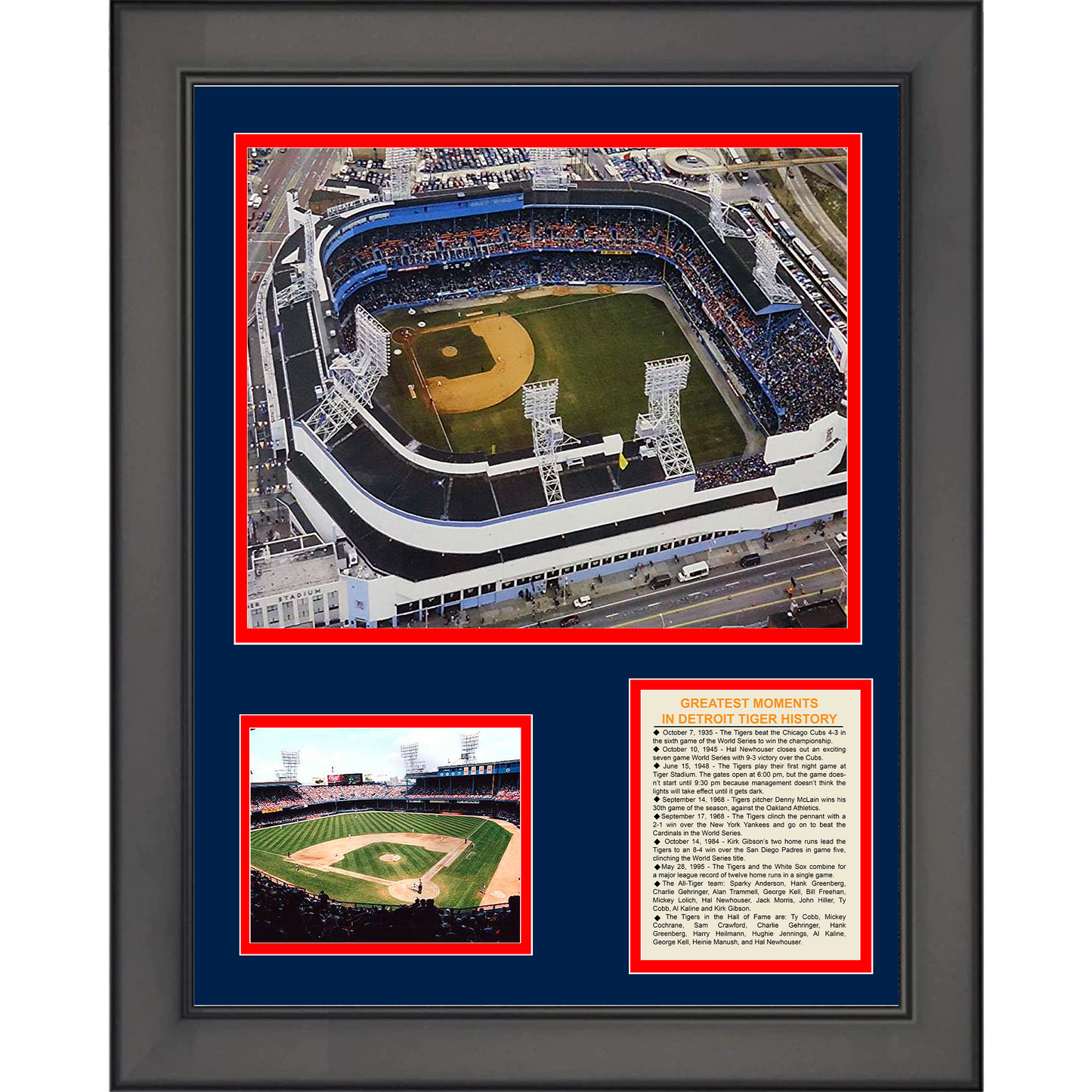 Framed  Detroit Tigers Stadium Ballpark 11"x14" Baseball Three Photo Collage