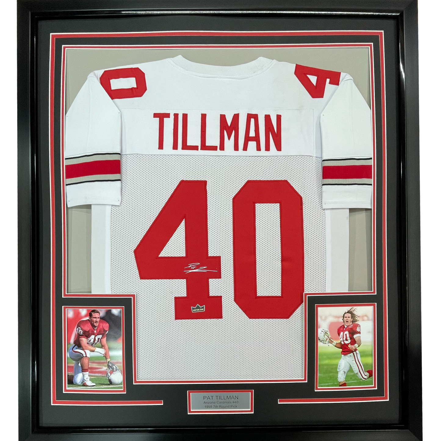 Framed Facsimile Autographed Pat Tillman 35x39 Arizona White Reprint Laser Auto Football Jersey