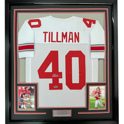 Framed Facsimile Autographed Pat Tillman 35x39 Arizona White Reprint Laser Auto Football Jersey