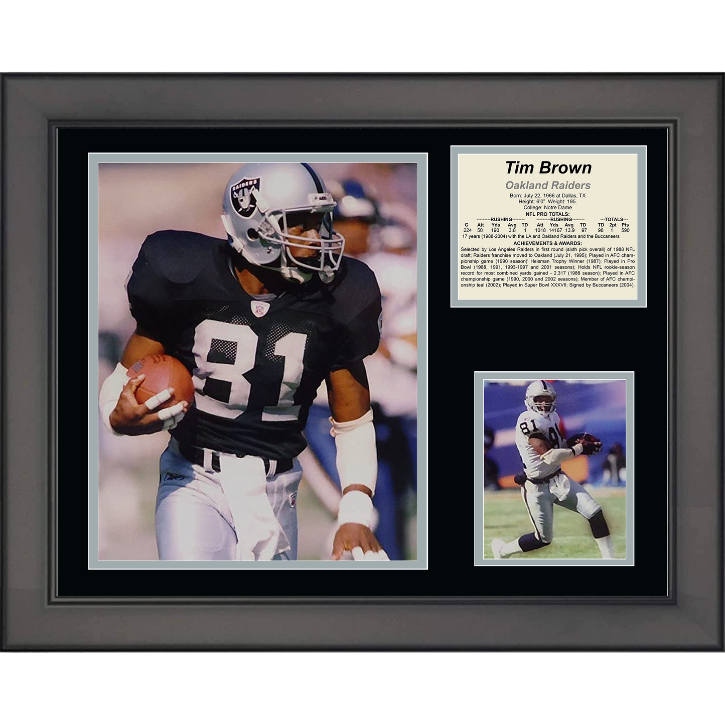Framed Tim Brown Oakland Las Vegas Raiders 11"x14" Football Three Photo Collage