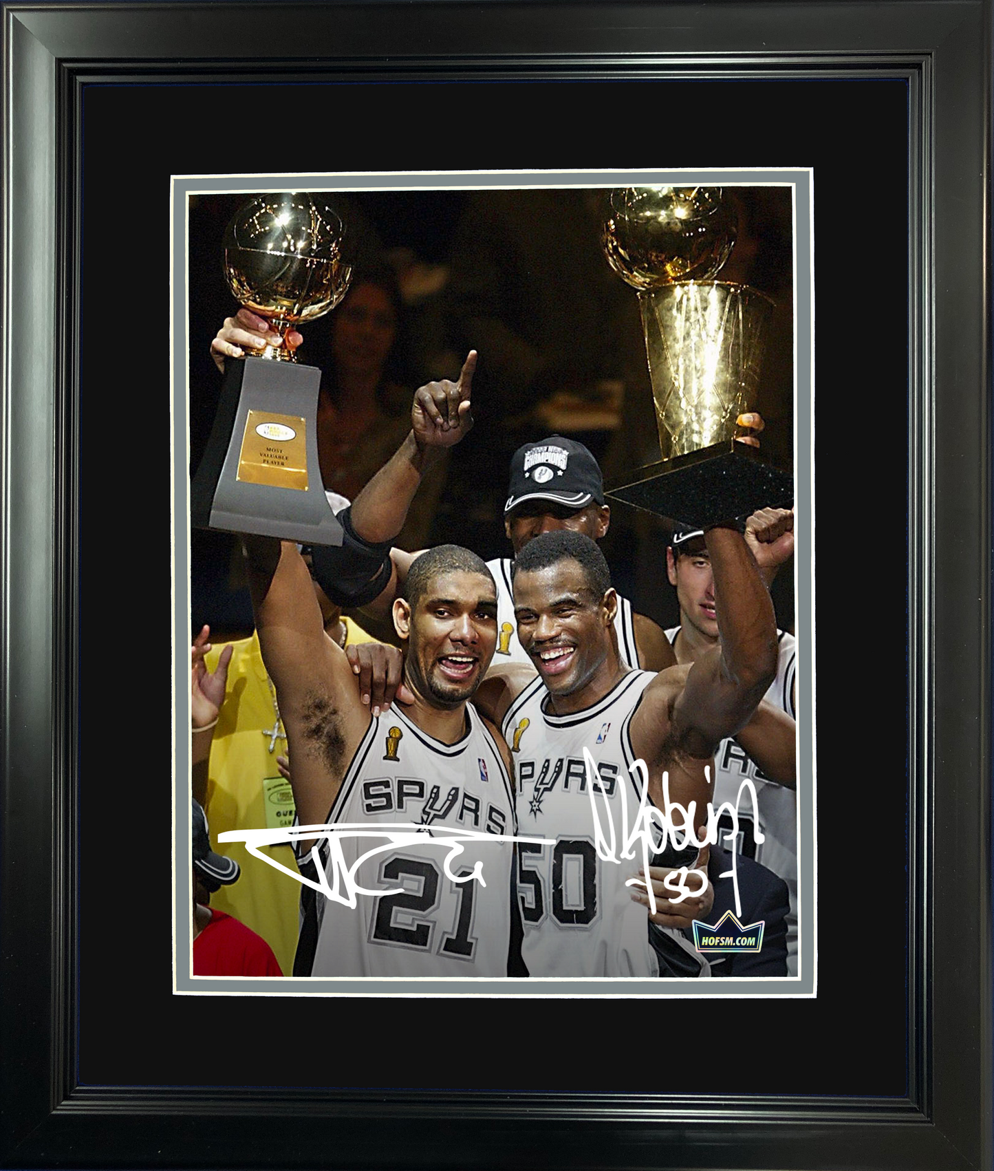 Framed Tim Duncan & David Robinson Dual Facsimile Laser Engraved Signature Auto San Antonio Spurs 11"x14" Basketball Photo HOFSM Holo