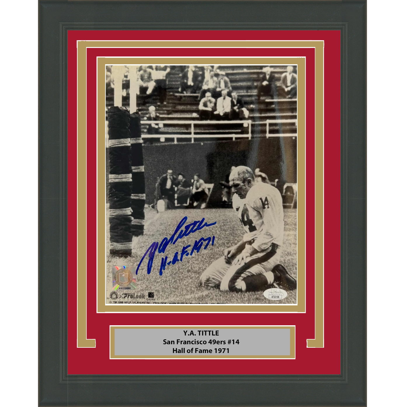 Framed Autographed/Signed Y.A YA Tittle San Francisco 49ers 8x10 Football Photo JSA COA