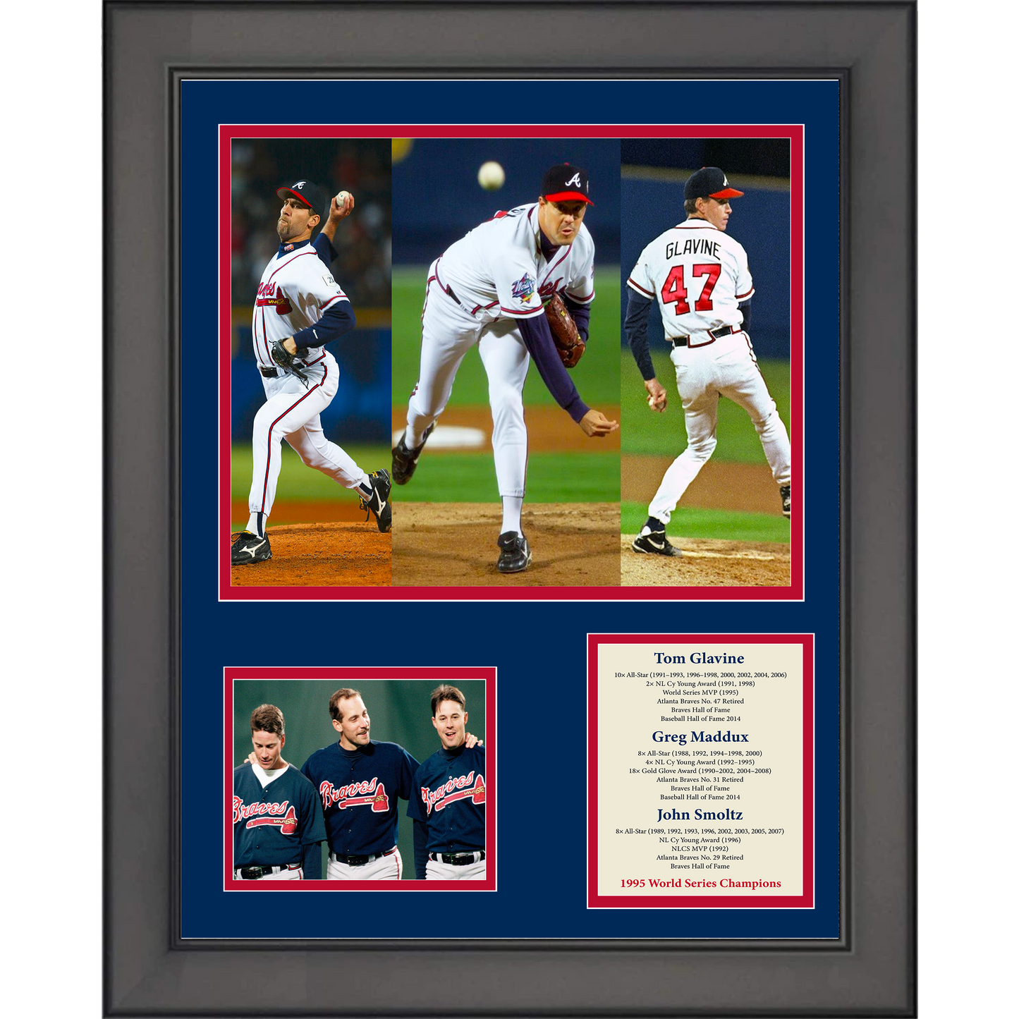 Framed Tom Glavine John Smoltz Greg Maddux Atlanta Braves Big 3 11"x14" Baseball Three Photo Collage