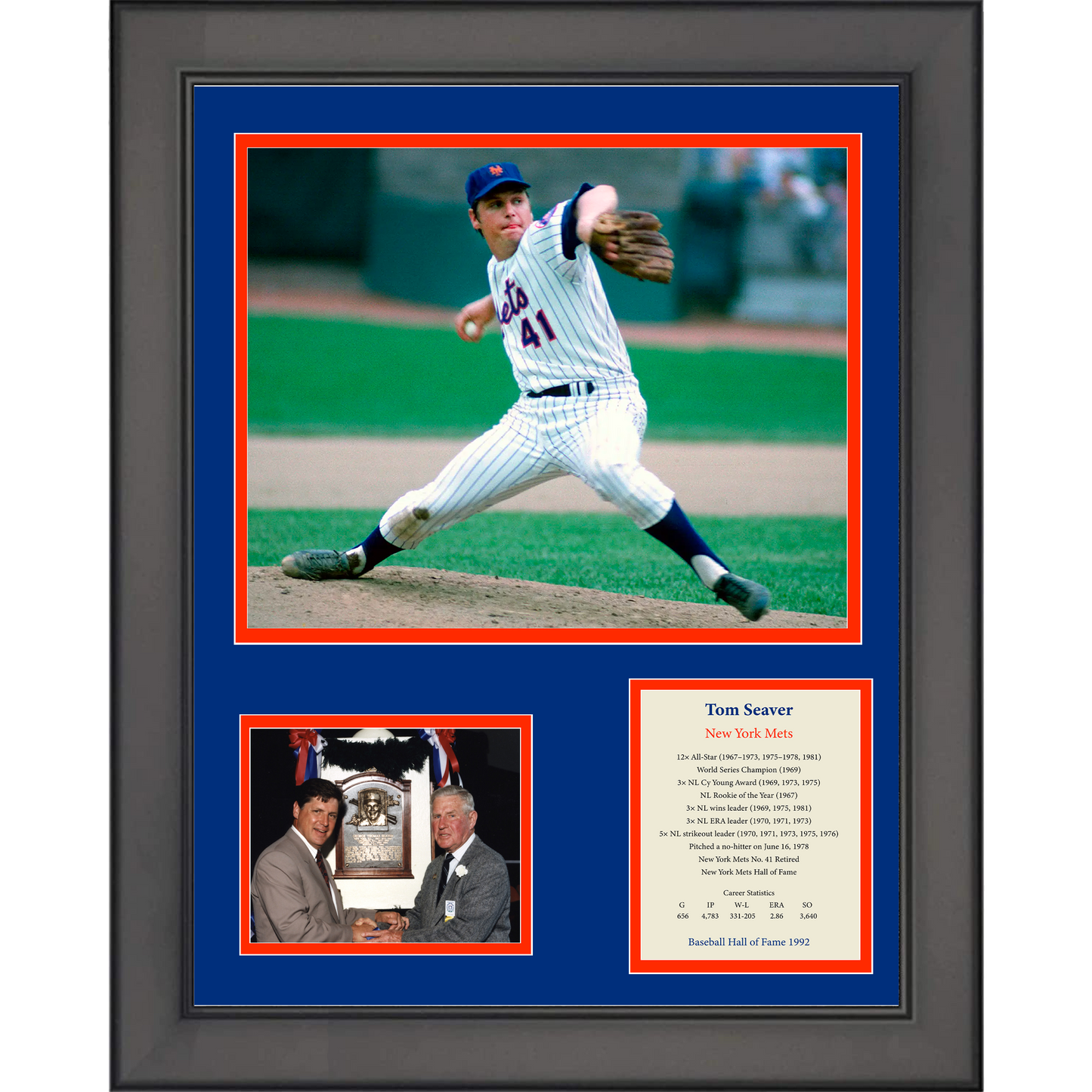 Framed Tom Seaver Hall of Fame Baseball 11"x14" Three Photo Collage