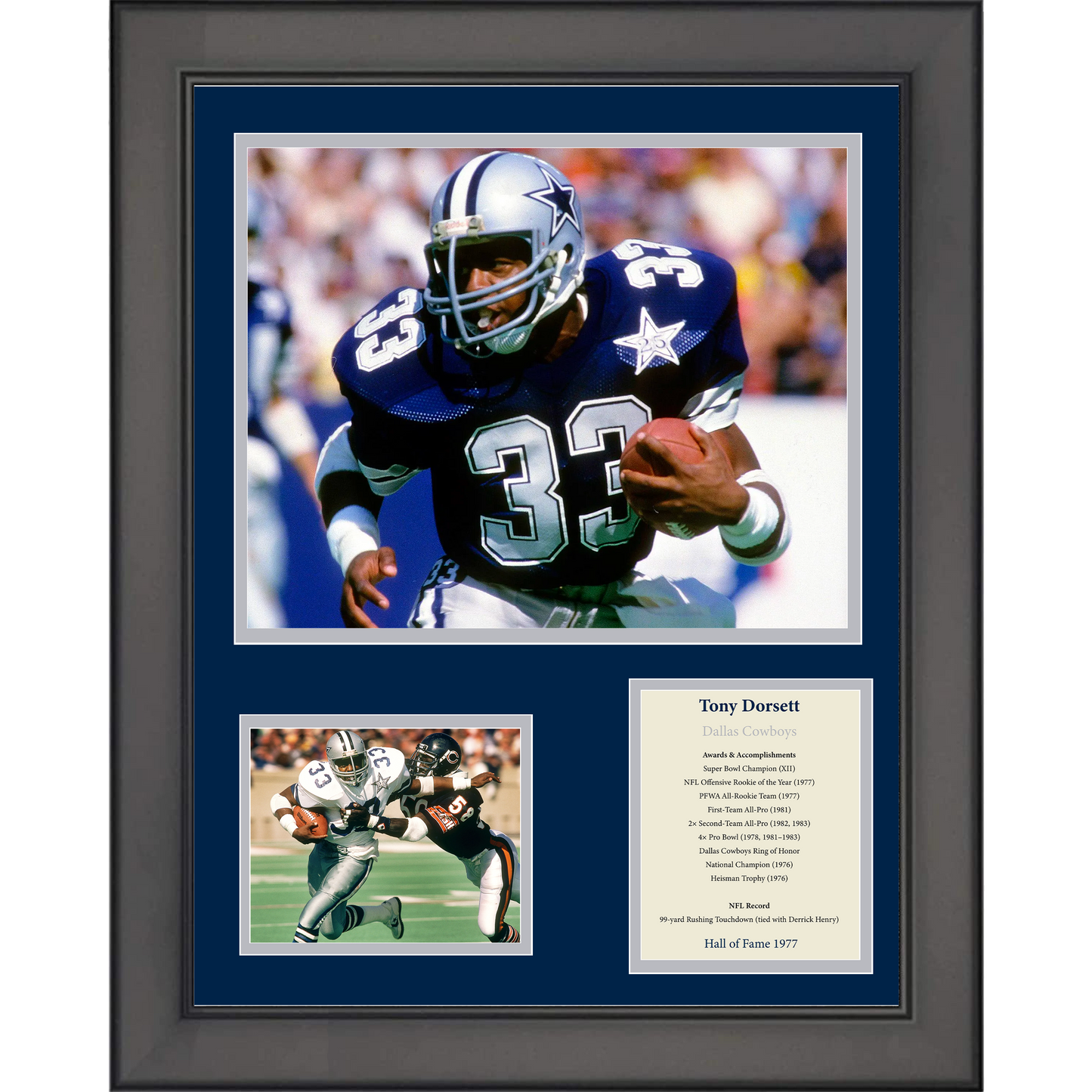 Framed Tony Dorsett Hall of Fame Dallas Cowboys 11"x14" Football Three Photo Collage