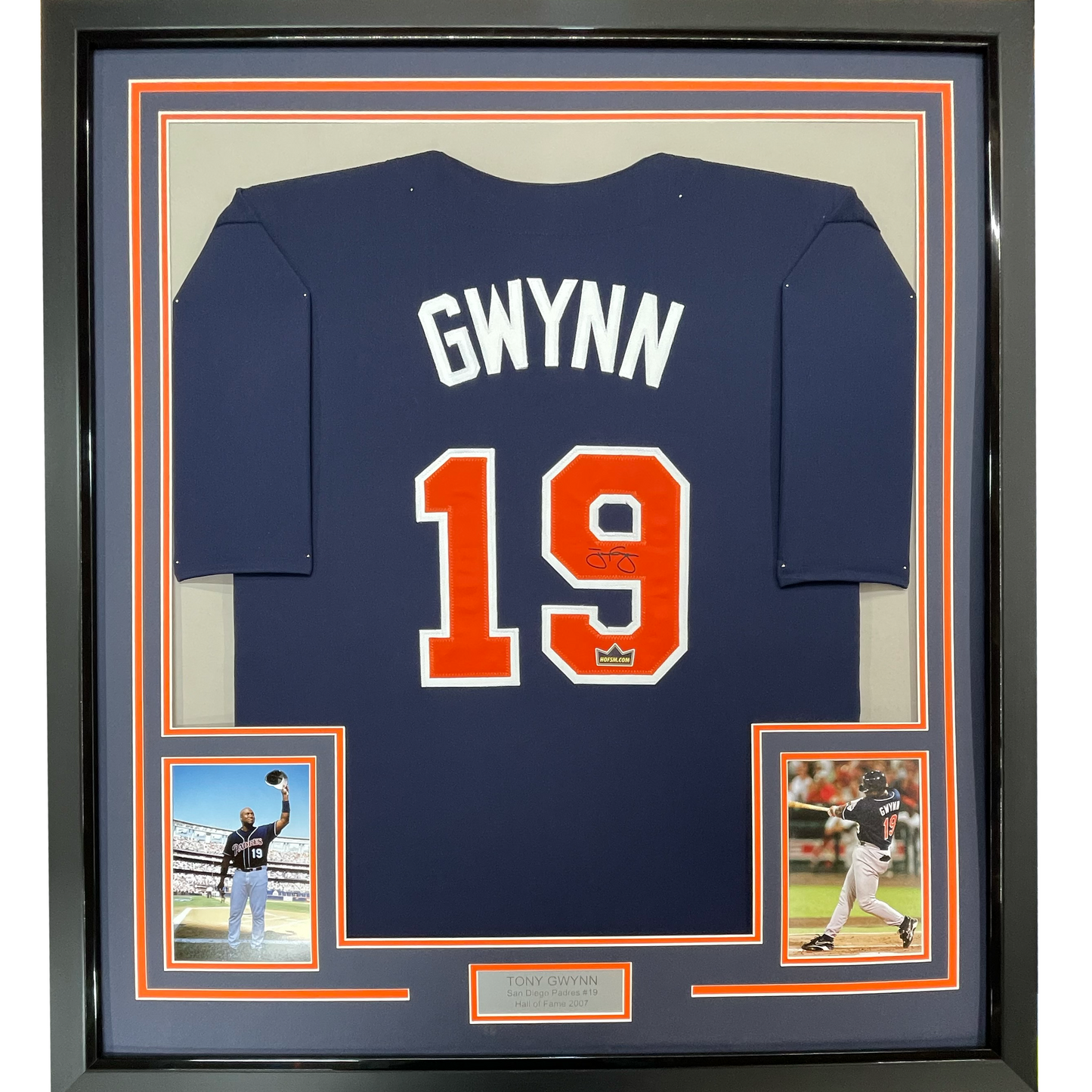 Framed Facsimile Autographed Tony Gwynn 35x39 San Diego Blue Reprint Laser Auto Baseball Jersey