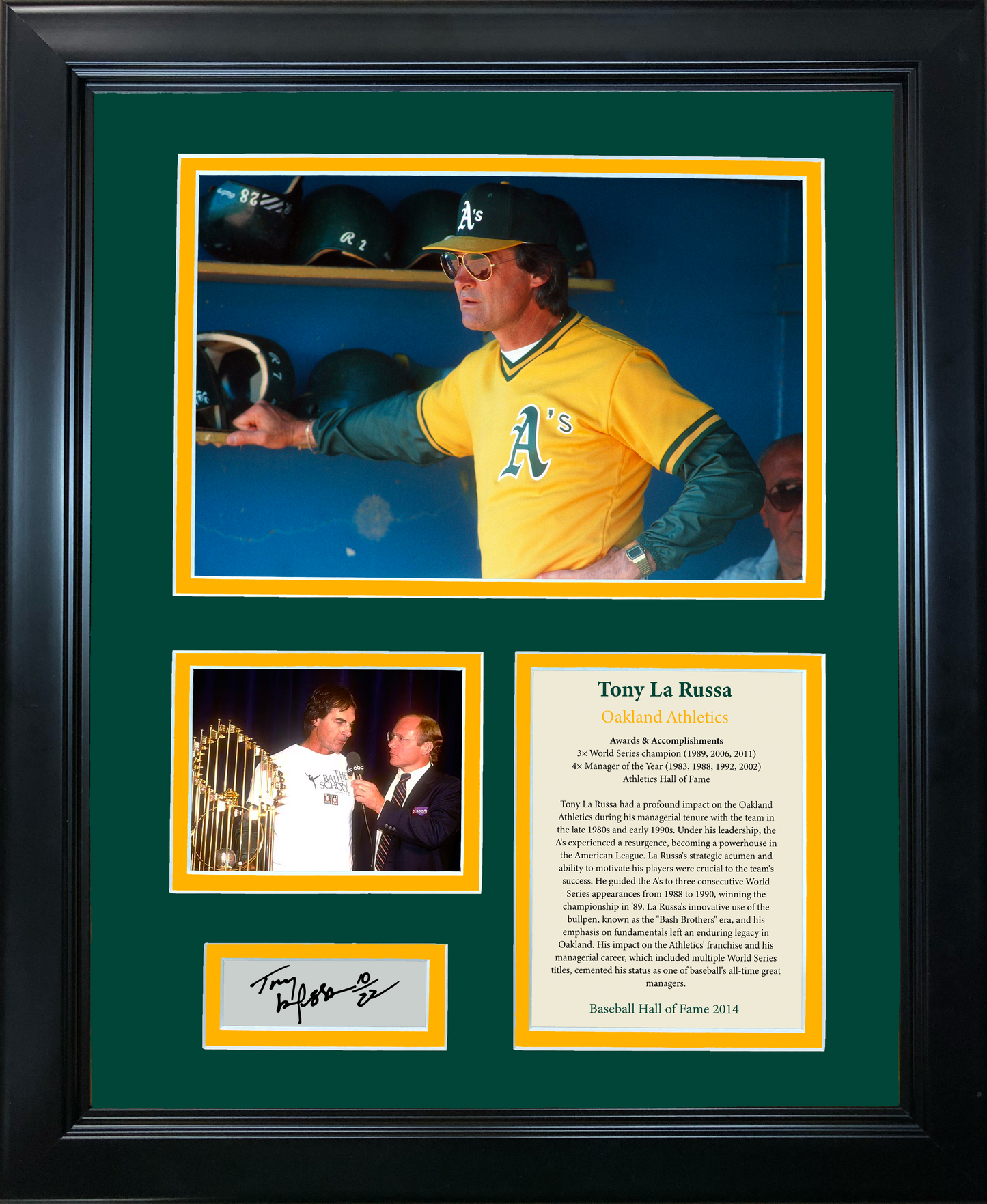 Framed Tony La Russa Hall of Fame Facsimile Laser Engraved Signature Auto Oakland Athletics A's Baseball 11"x14" Photo Sig Collage
