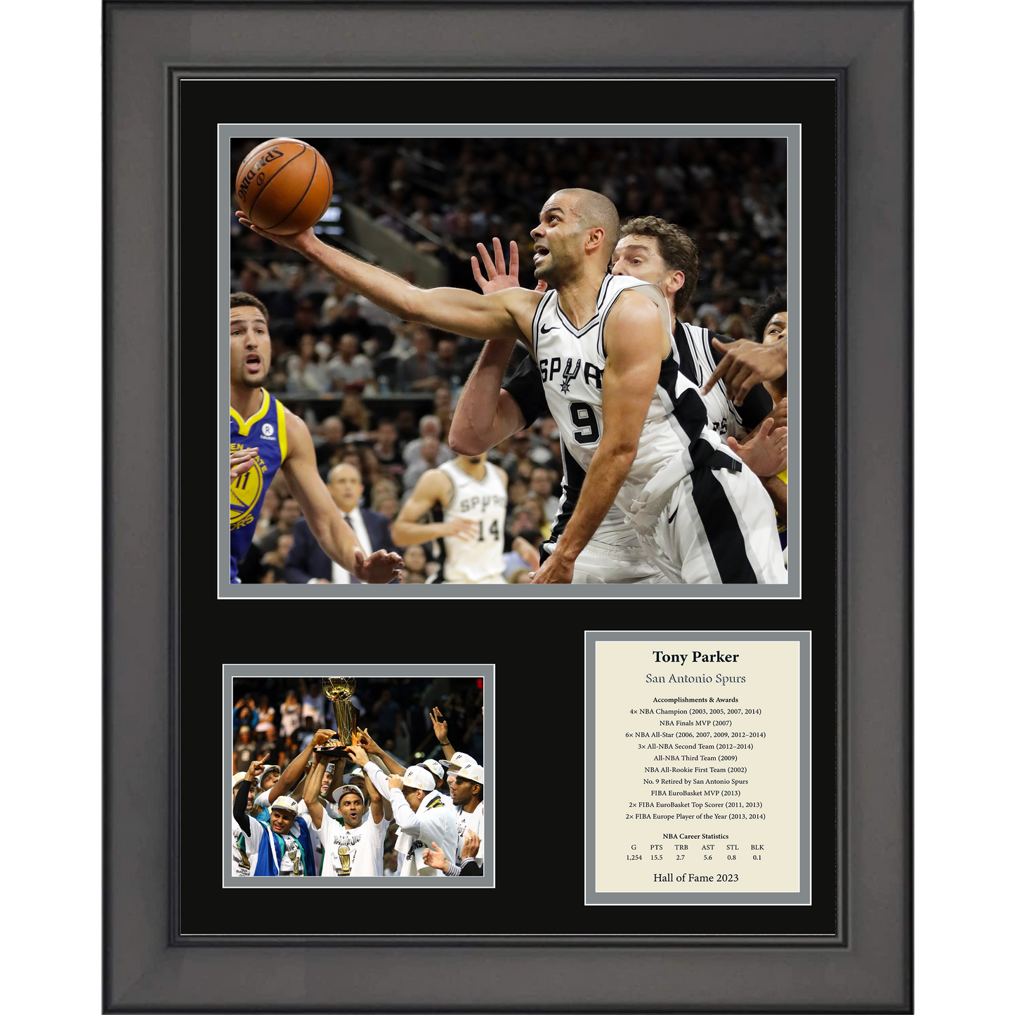 Framed Tony Parker Hall of Fame San Antonio Spurs Basketball 11"x14" Three Photo Collage