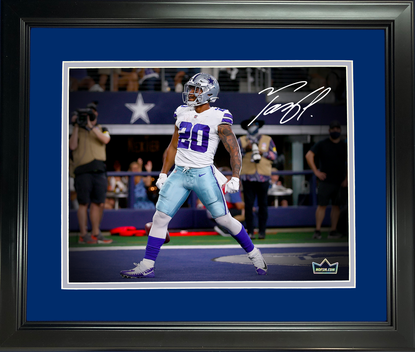 Framed Tony Pollard Dallas Cowboys Facsimile Laser Engraved Signature Auto 11"x14" Football Photo HOFSM Holo