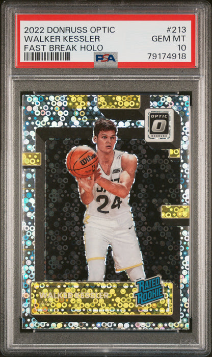 Graded 2022 Panini Donruss Optic Walker Kessler #213 Fast Break Holo Rookie RC Basketball Card PSA 10 Gem Mint