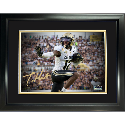 Framed Travis Hunter Heisman Pose Facsimile Laser Engraved Signature Auto Colorado Buffaloes 11"x14" College Football Photo HOFSM Holo