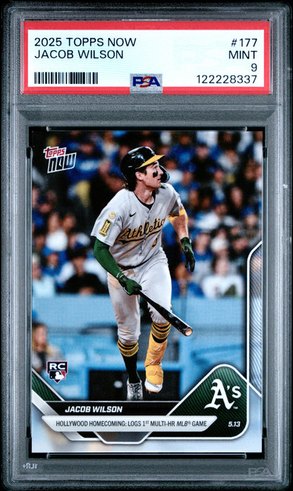 Graded 2025 Topps Now Jacob Wilson #177 Rookie RC Baseball Card PSA 9 Mint