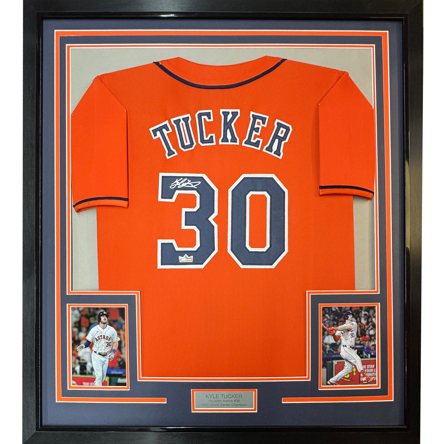 Framed Facsimile Autographed Kyle Tucker 35x39 Houston Orange Reprint Laser Auto Baseball Jersey